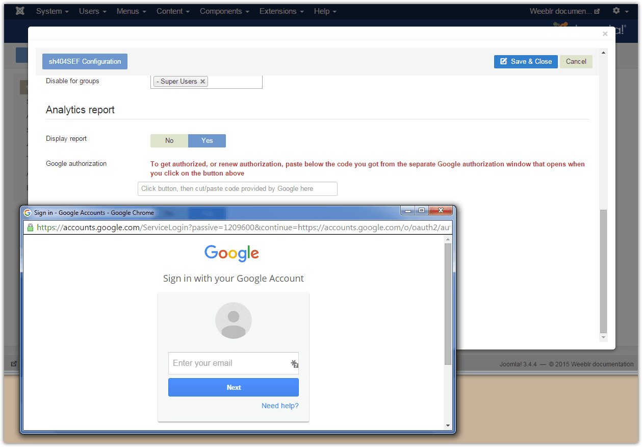 Prompt to login to Google account