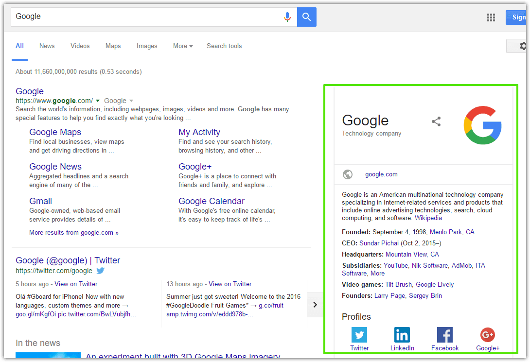 An example of a knowledge graph box
