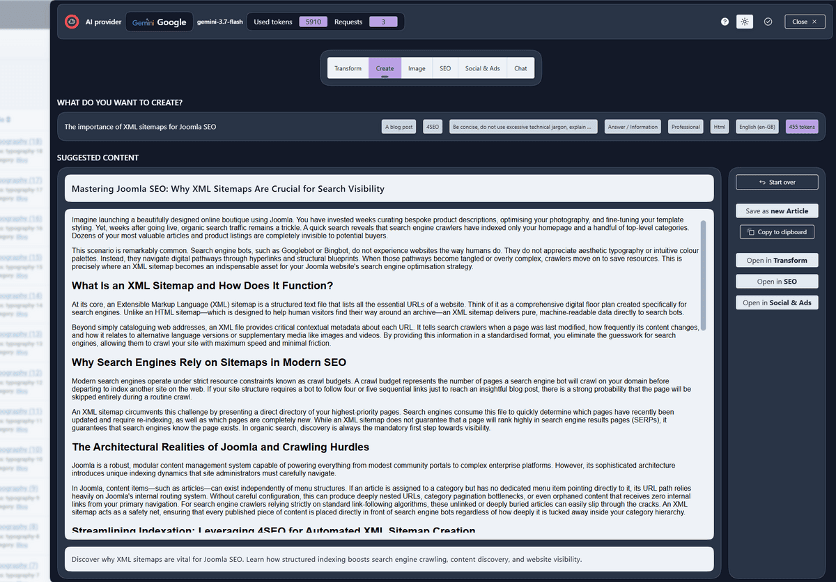 Response from AI provider to the request made just above