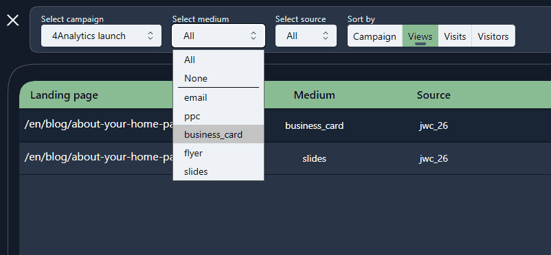 Medium selector open
