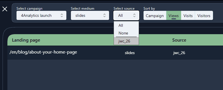 Source selector open