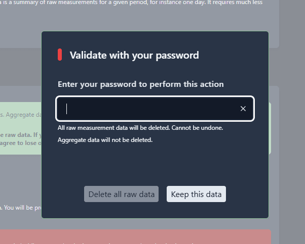 Password confirmation dialog for dangerous operations