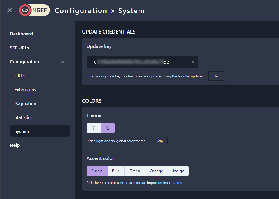 4SEF system configuration update key field