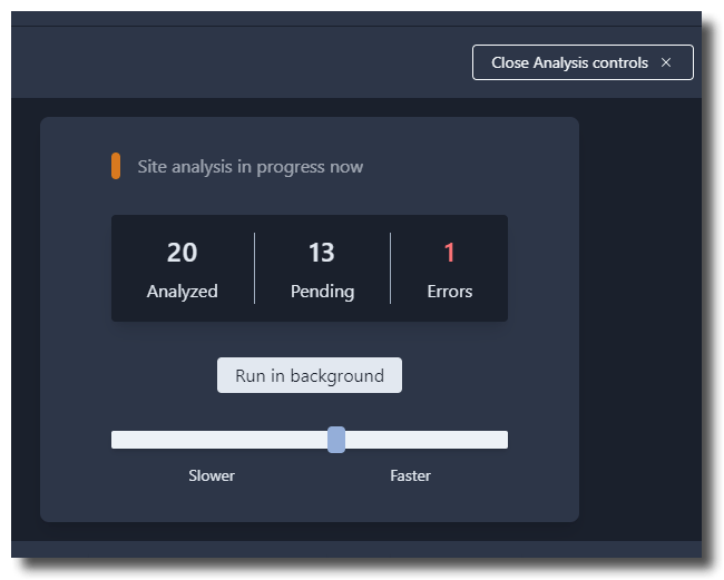 4SEO backend crawler analysis control panel during analysis