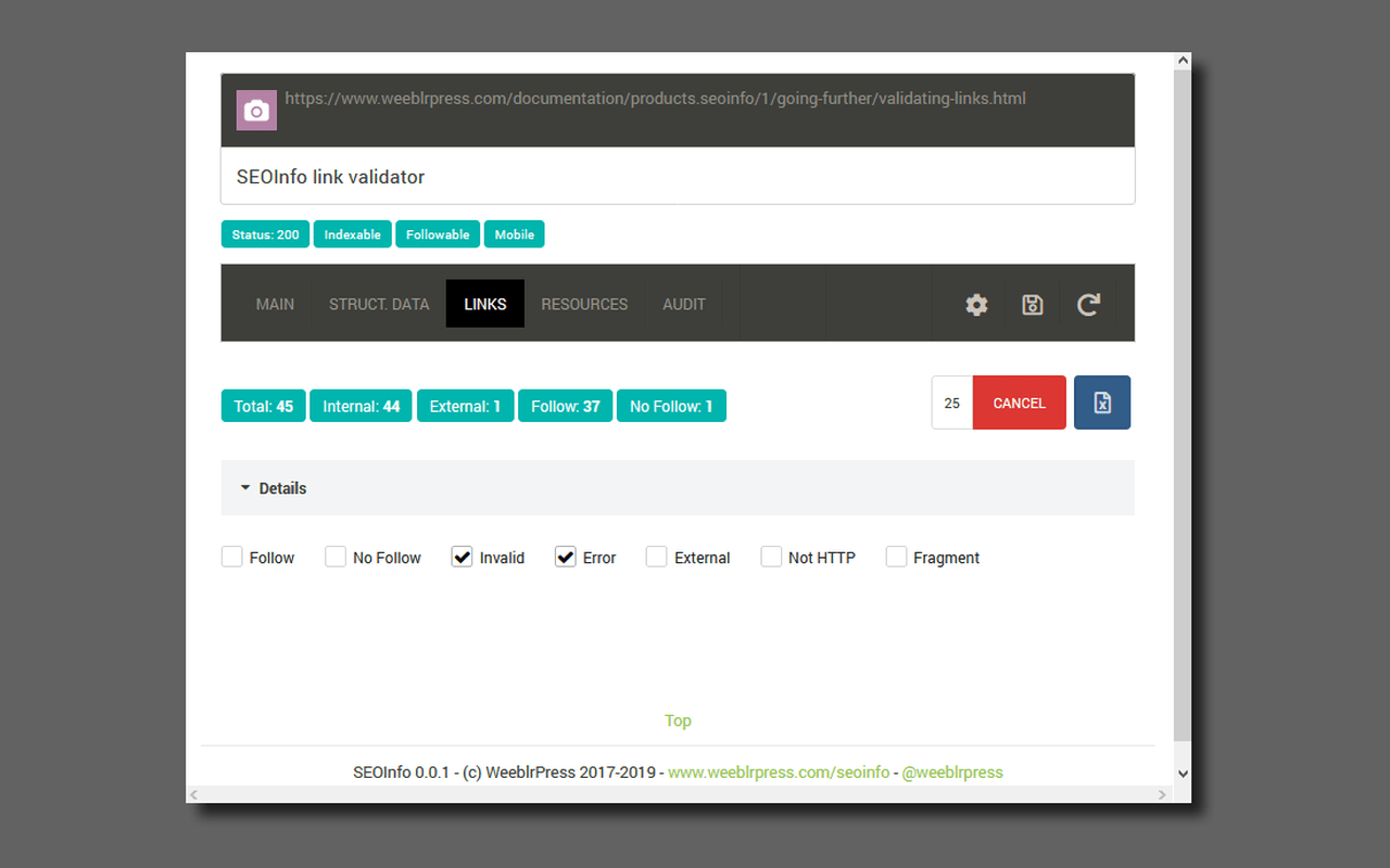 Links validation in progress