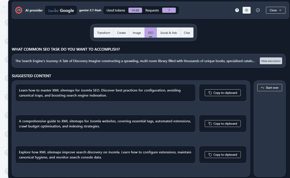 AI-powered 4AI suggests 3 possible meta description for a Joomla item.