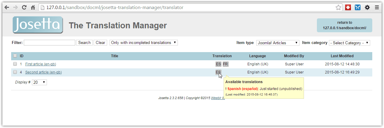 Josetta zoom on progress indicators