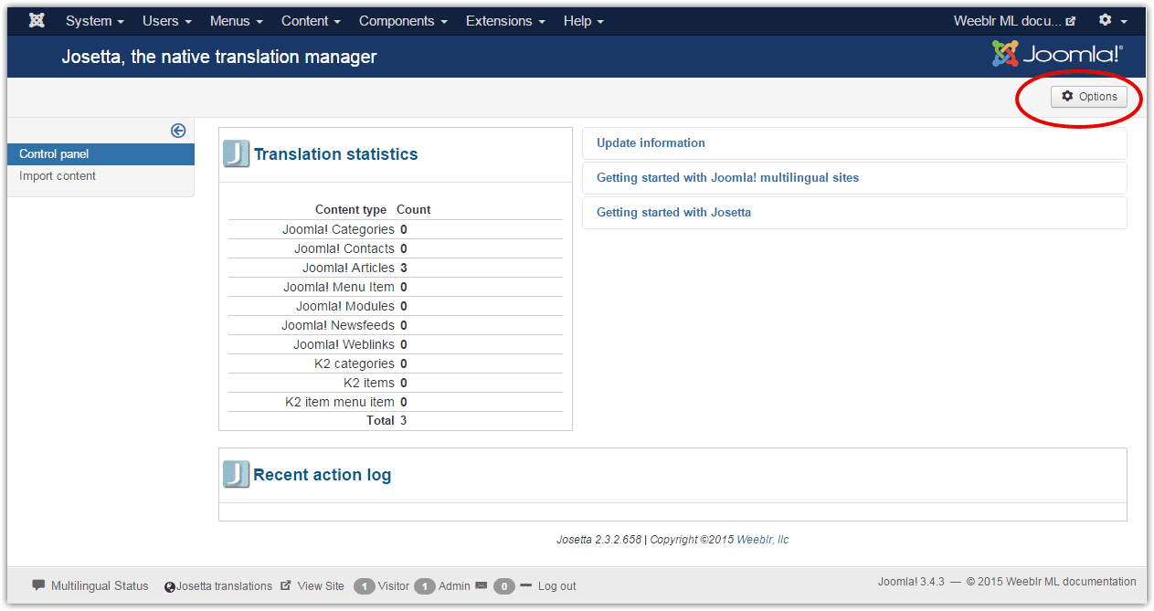 Access Josetta configuration