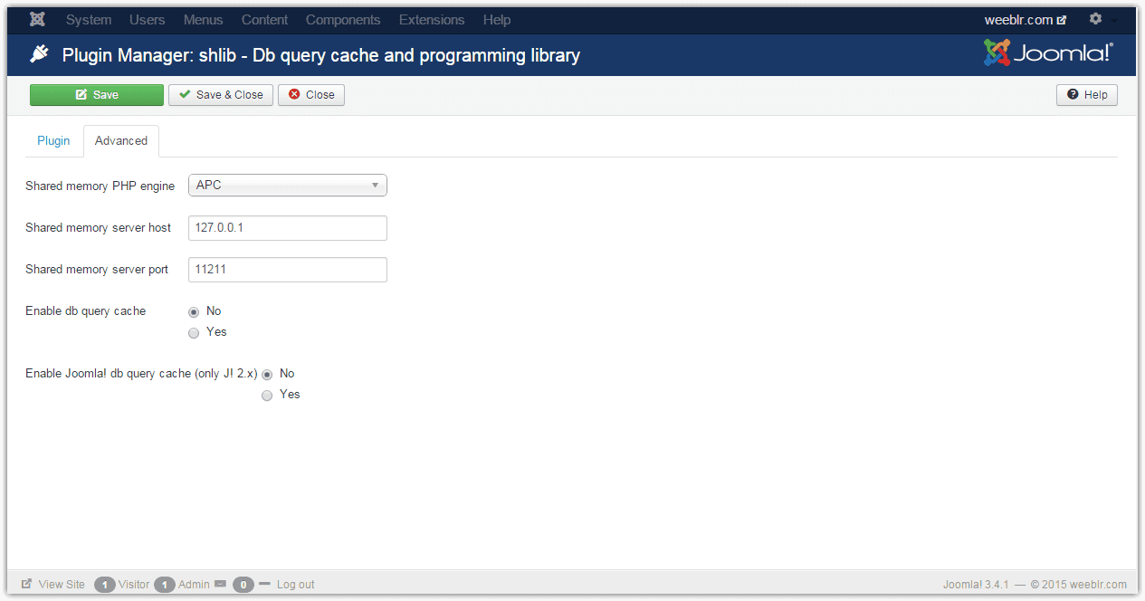 Sh404SEF shared memory cache configuration