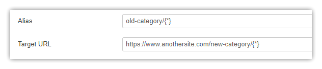 Creating an alias with wildcard characters to another website