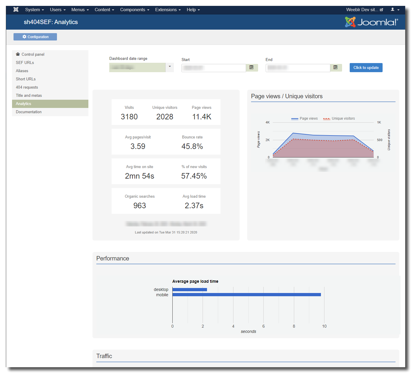 Analytics manager result display