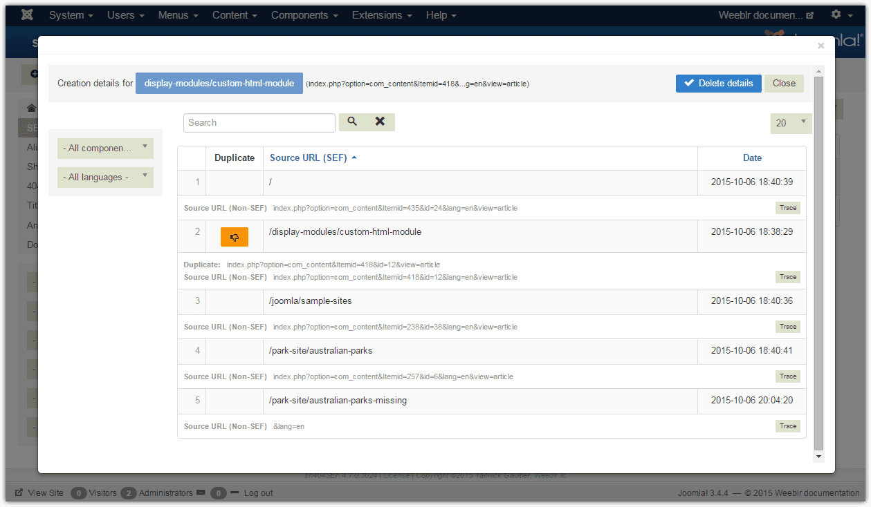 sh404SEF URL construction details