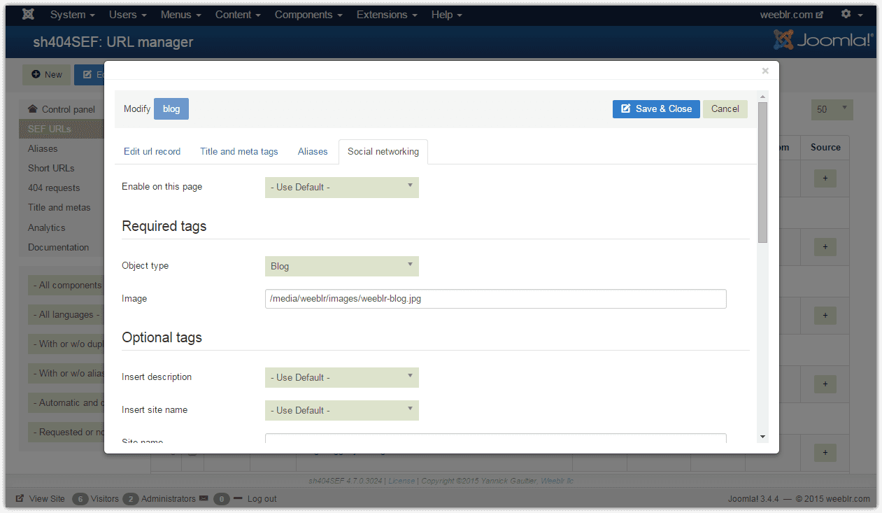 Per-URL social networking form