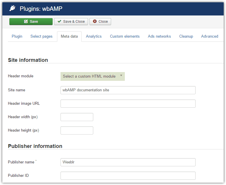 wbAMP control panel