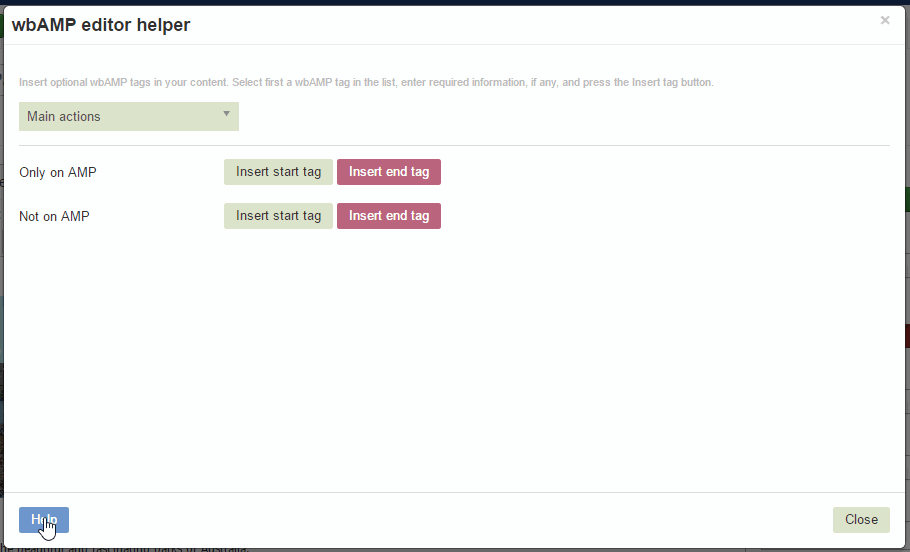 wbAMP editor help panel