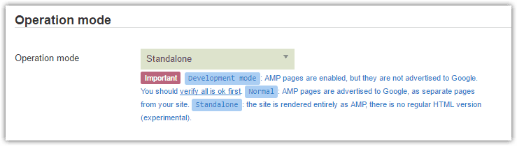 wbAMP operation mode selection