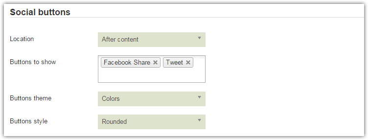 wbAMP Social sharing integration settings