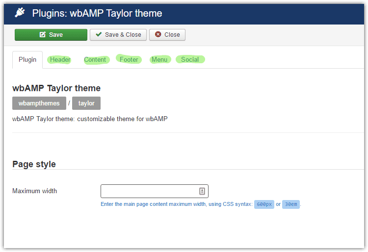 wbAMP theme main configuration